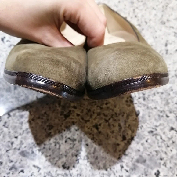 Bruno Magli Suede Italian Vero Cuoio Olive Green Wooden Block Heel Pumps Size 9 - Picture 9 of 16